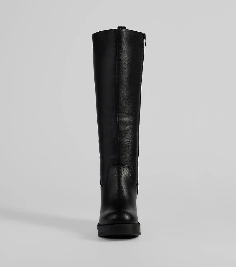 Edgy Chic Under-The-Knee Moto Platform Boots