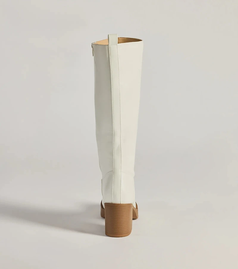 Edgy Chic Under-The-Knee Moto Platform Boots