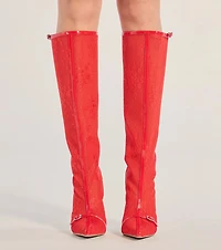 Sultry Strut Sheer Lace Under-The-Knee Boots