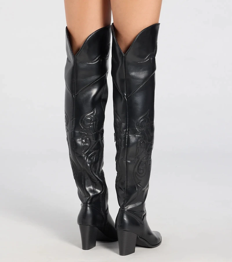 Sleek Western Vibe Thigh High Cowboy Boots