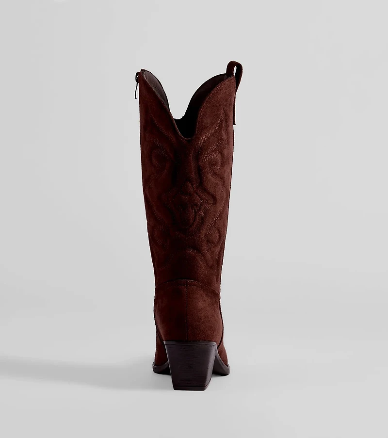 Country Threads Western Microsuede Cowboy Boots
