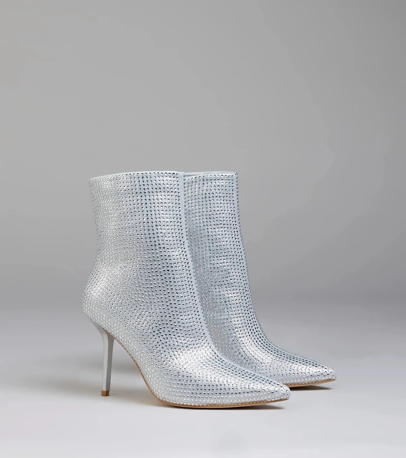 Bedazzled Allure Rhinestone Stiletto Booties