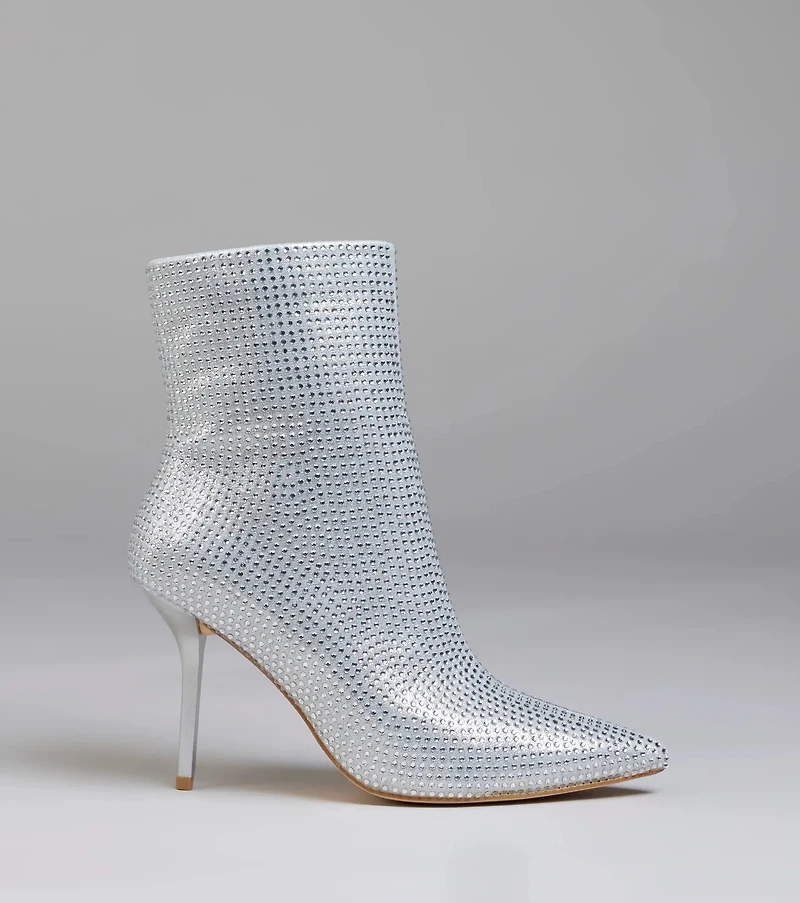 Bedazzled Allure Rhinestone Stiletto Booties