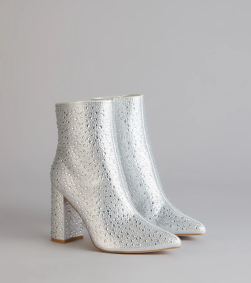 Starstruck Rhinestone Block Heel Booties