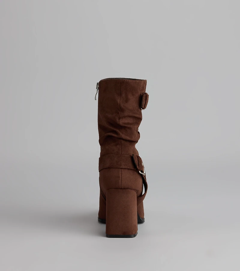 Buckle Up Faux Suede Booties