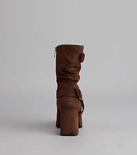 Buckle Up Faux Suede Booties