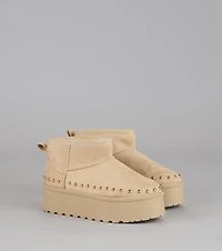 Frost Mode Microsuede Stud Platform Booties