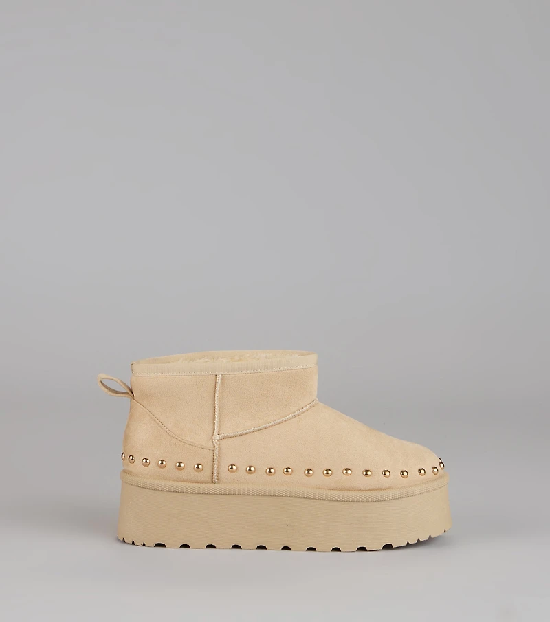Frost Mode Microsuede Stud Platform Booties