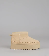 Frost Mode Microsuede Stud Platform Booties