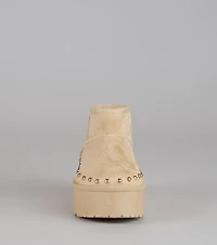 Frost Mode Microsuede Stud Platform Booties