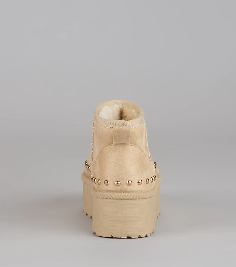 Frost Mode Microsuede Stud Platform Booties