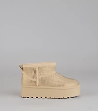 Snow Glow Platform Rhinestone Booties