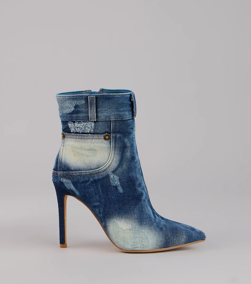 City Blues Denim Stiletto Booties