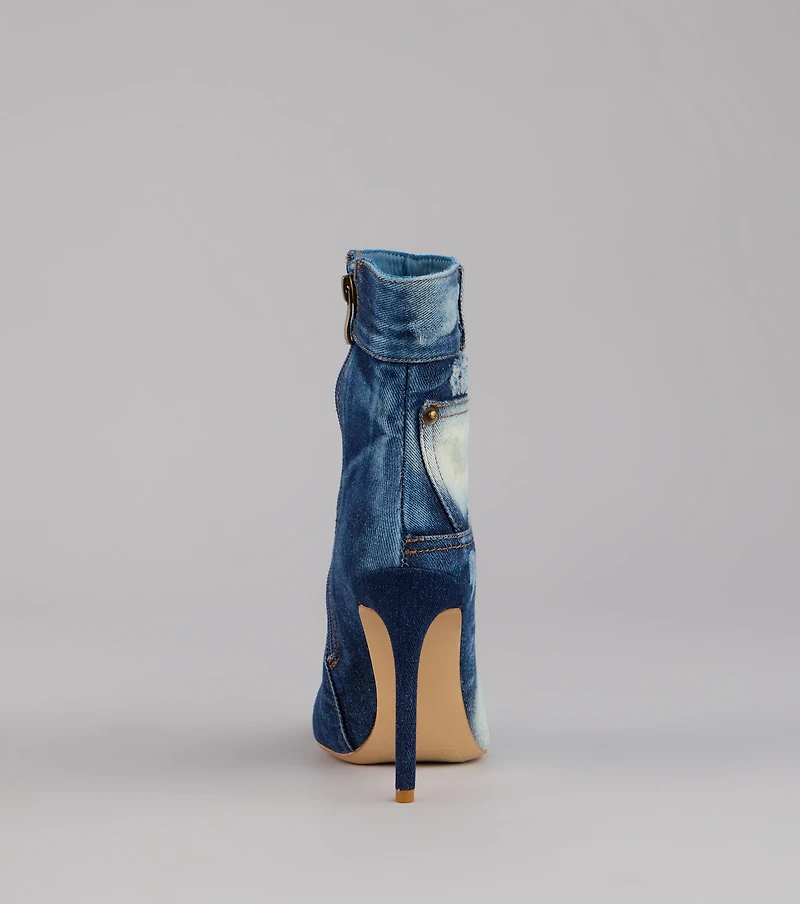 City Blues Denim Stiletto Booties