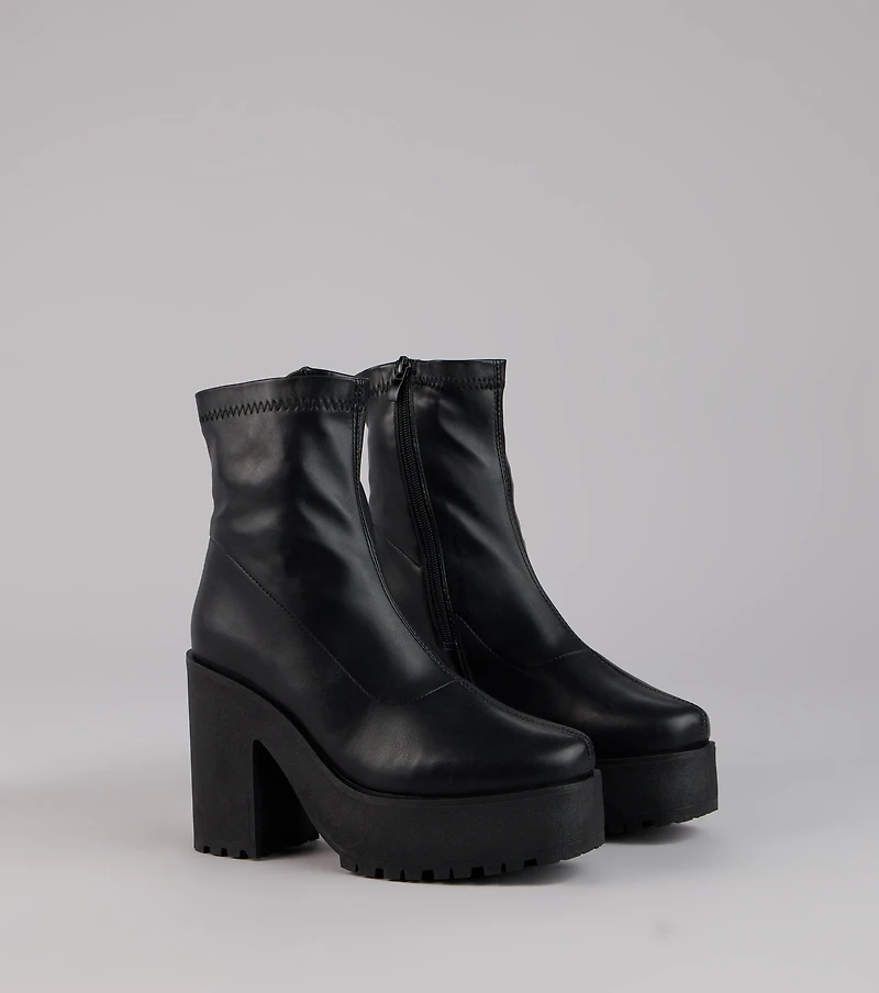 Power Stomp Platform Ankle Booties