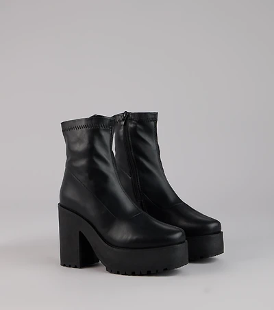 Power Stomp Platform Ankle Booties