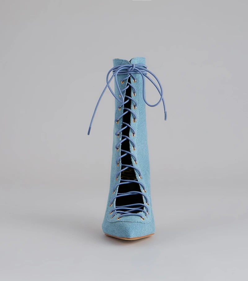 Lace It Up Stiletto Booties