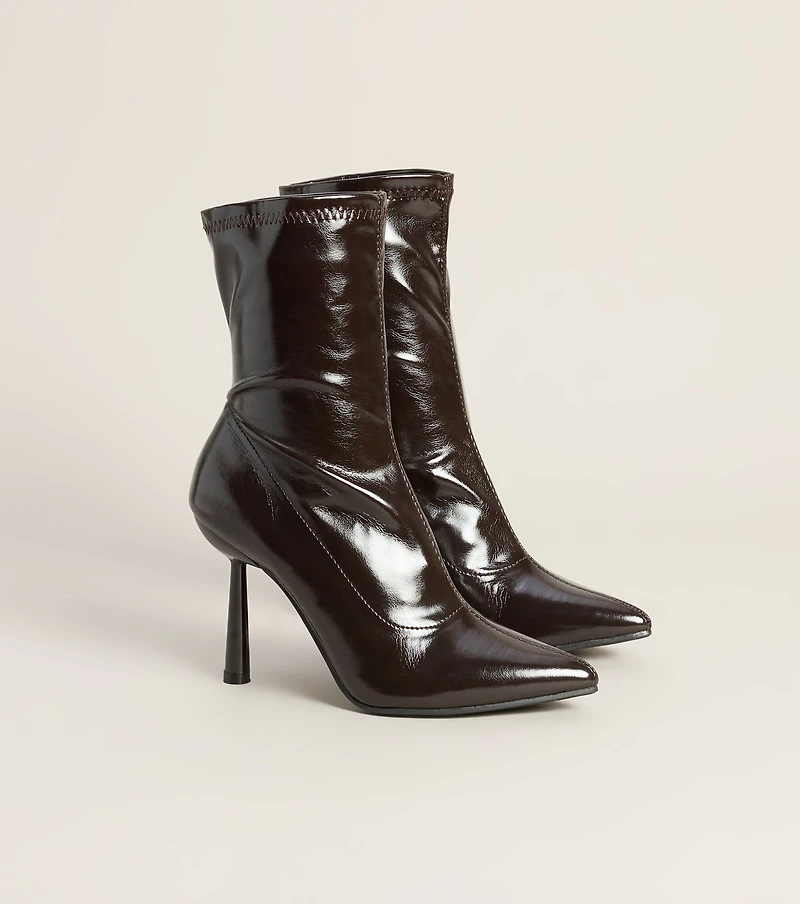 Sleek Stride Faux Leather Stiletto Booties
