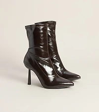 Sleek Stride Faux Leather Stiletto Booties