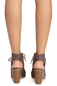 Lace Up Staked Heel Booties