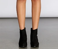 Gold Trim Faux Suede Booties