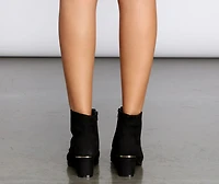 Gold Trim Faux Suede Booties