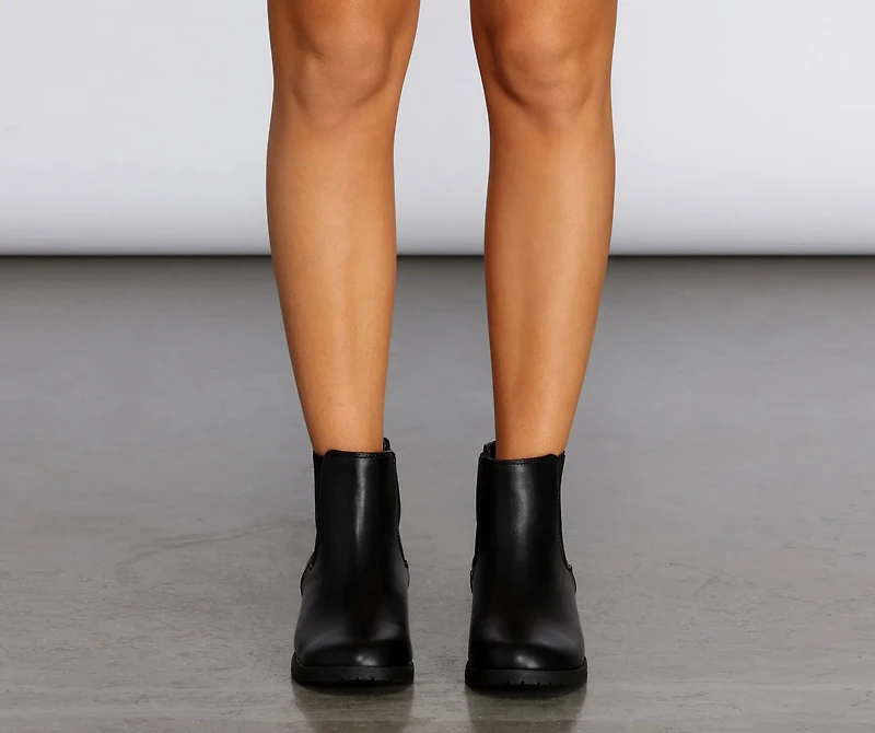 Easy Going Faux Leather Ankle Booties