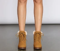 Snow Day Faux Fur Trim Combat Boots