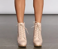 Here To Slay Faux Leather Combat Booties