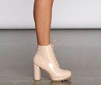 Here To Slay Faux Leather Combat Booties