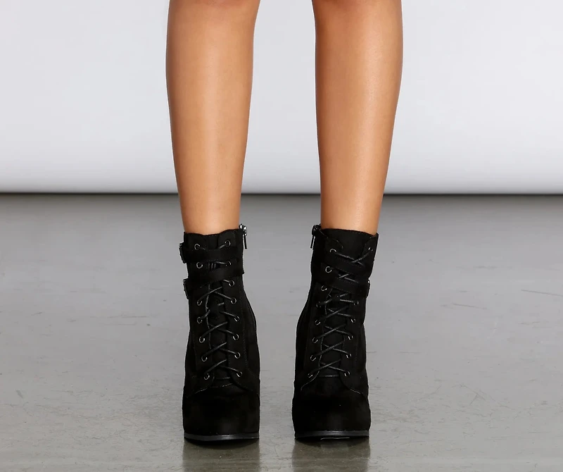 Walk The Lace Up Booties