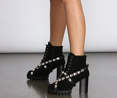 Gemstone Babe Faux Suede Lug Boots