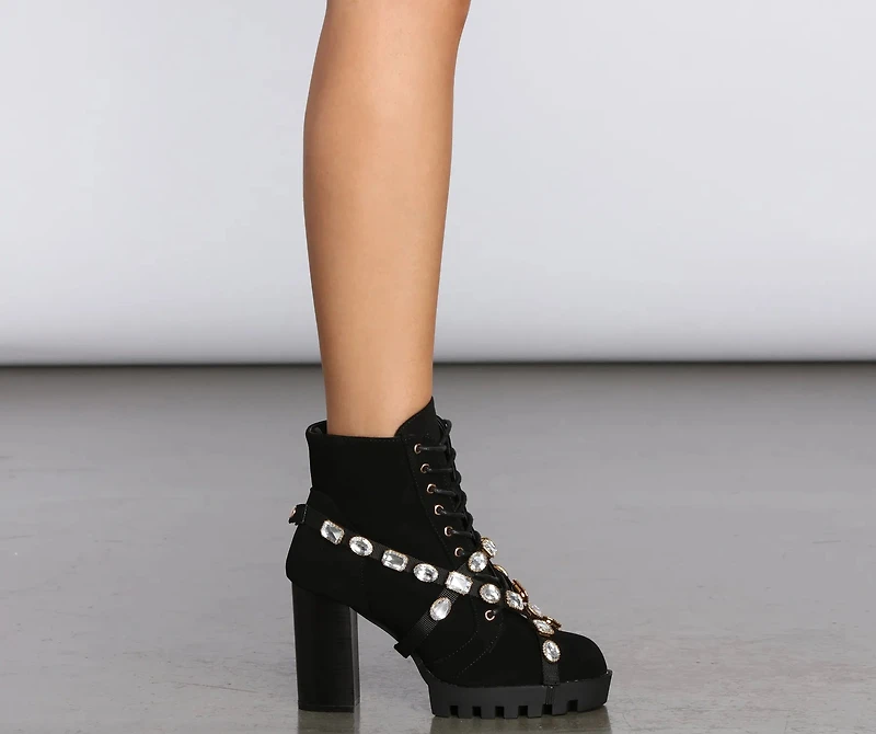 Gemstone Babe Faux Suede Lug Boots