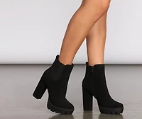 Walk The Park Lug Heeled Booties