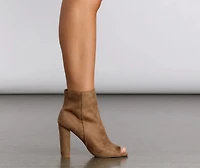 Pretty Peep Toe Faux Suede Booties