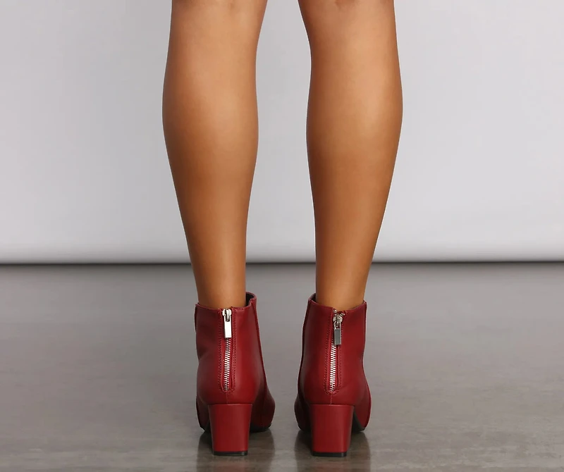Faux Leather Basic Pointy Toe Booties