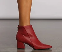 Faux Leather Basic Pointy Toe Booties