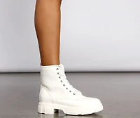 Faux Leather Combat Utility Booties