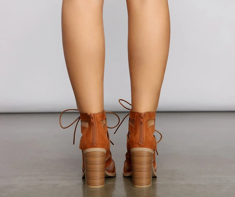 Faux Suede Lace Up Booties