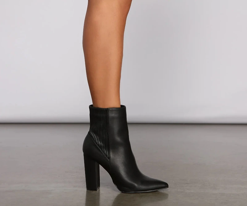 Stacked On Basics Faux Leather Block Heel Booties