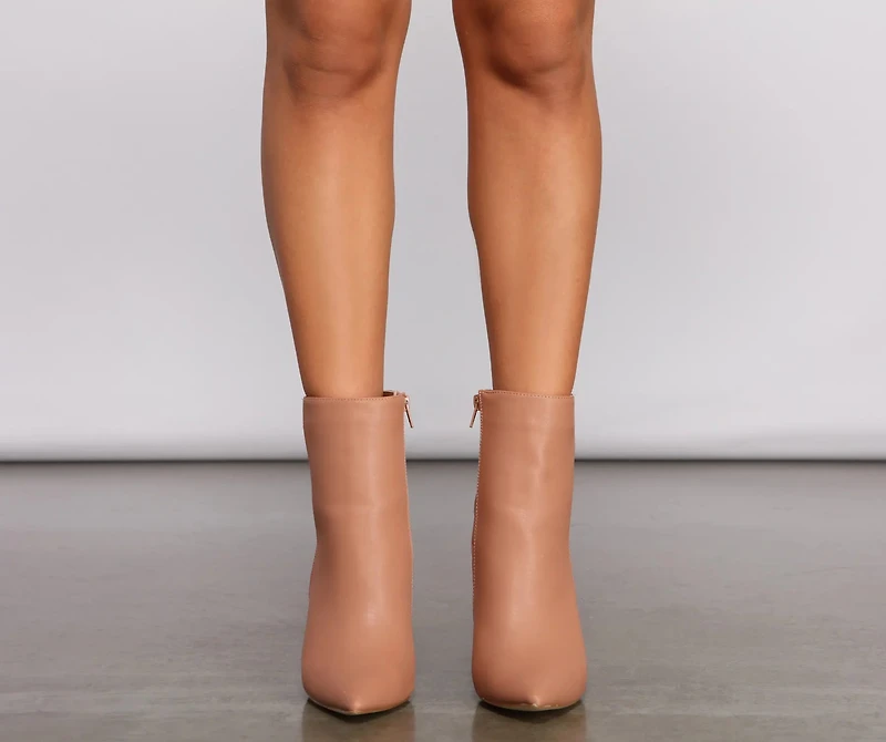 Stacked On Basics Faux Leather Block Heel Booties