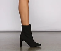 Slay Basics Faux Suede Block Heel Booties