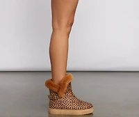 Cheetah Print Faux Suede Booties