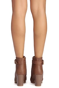Lace Up And Buckle Booties