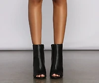 Basic Vibes Peep Toe Faux Leather Booties