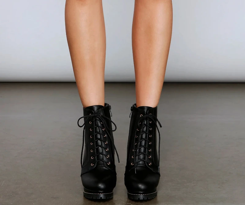 Take It On Lace-Up Booties