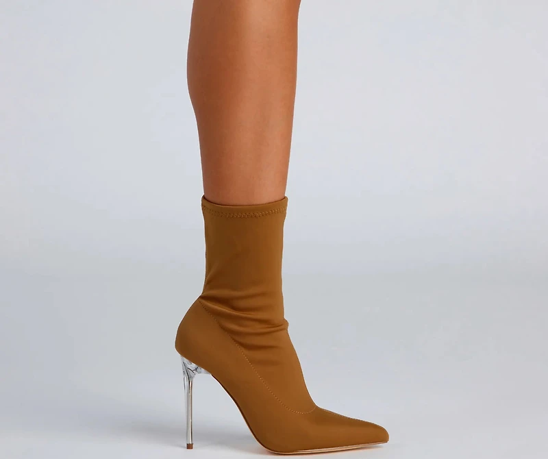 Chic the Streets Pointed Toe Lucite Booties