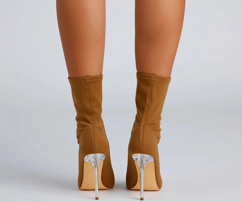 Chic the Streets Pointed Toe Lucite Booties