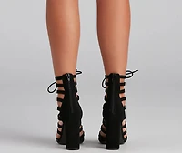 Strapped Nubuck Lace-Up Booties