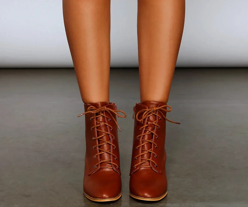 Cozy Cutie Lace-Up Block Heel Booties